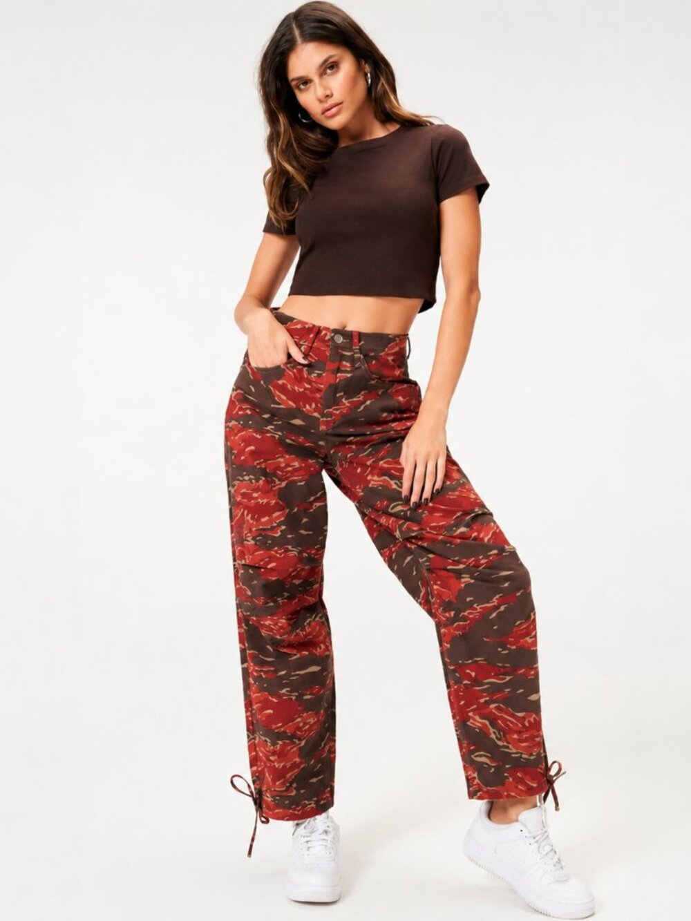 Good American Uniform Red/Orange Desert‎ Camo Parachute Pants SZ 15